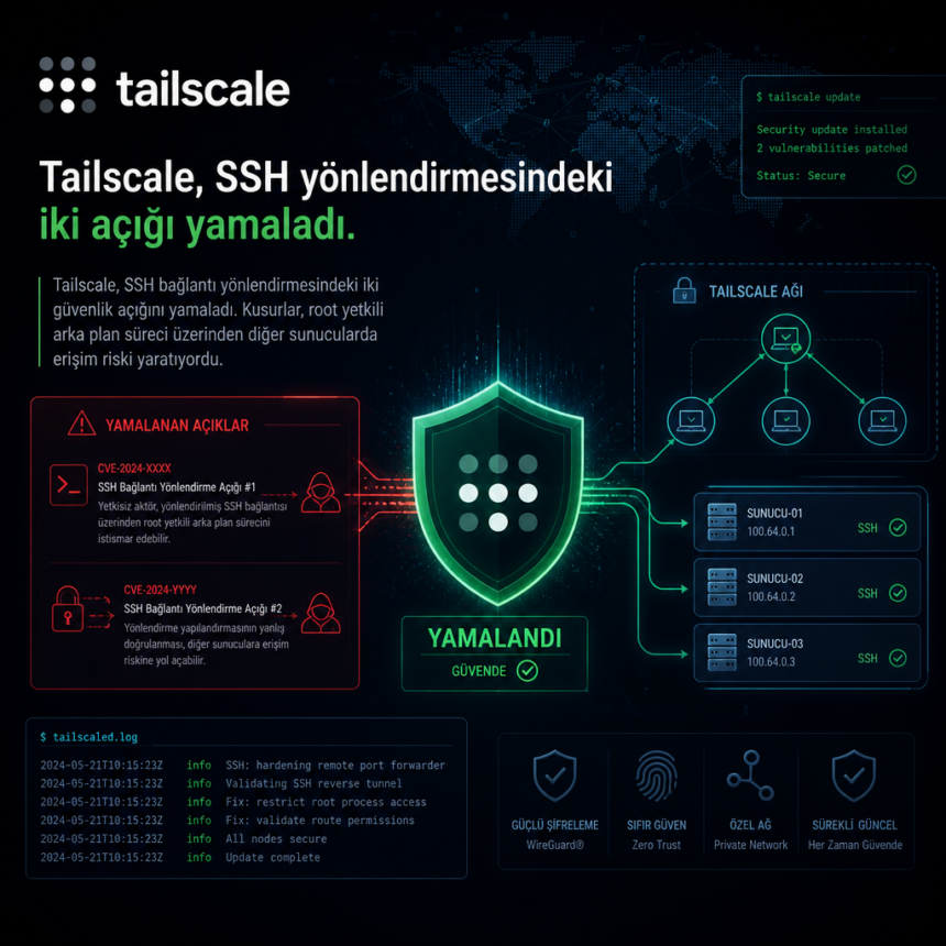 Tailscale, SSH yönlendirmesindeki iki açığı yamaladı