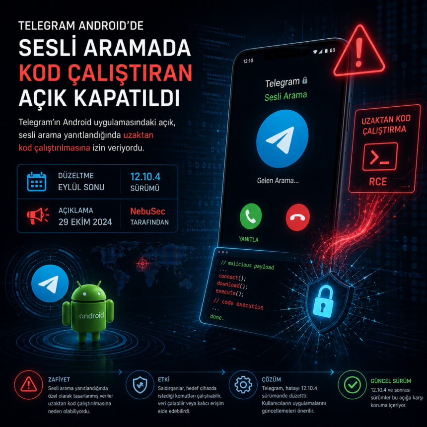 Telegram Android’de sesli aramada kod çalıştıran açık kapatıldı