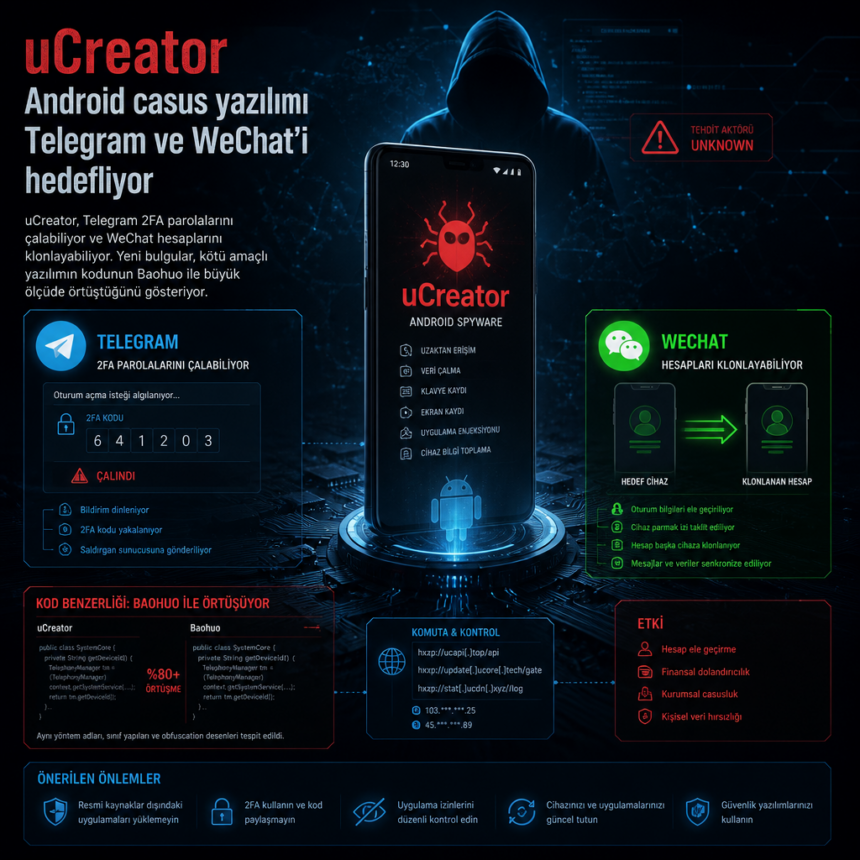 uCreator Android casus yazılımı Telegram ve WeChat’i hedefliyor