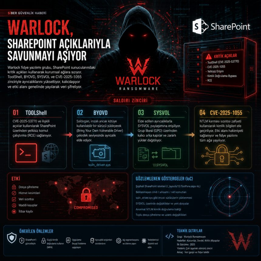 Warlock, SharePoint açıklarıyla savunmayı aşıyor